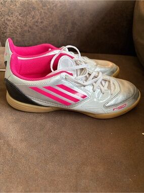 adidas Silver and Pink Indoor Soccer Shoes size 7.5